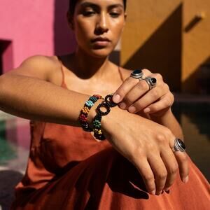 Mexican hand made bracelet  one of a kind  s-med -lg size 7.5 x .25IN